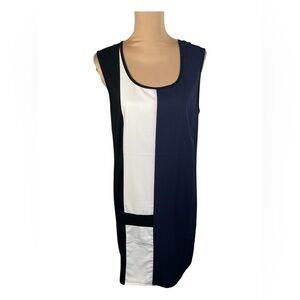 Threadz Australia‎ Black Blue and White Boxy Graphic Block Dress NWT XS